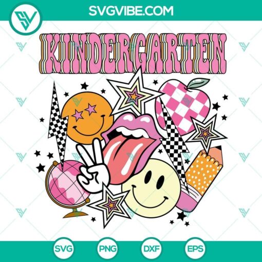 kindergarten svg pre school svg smiley face svg retro groovy back to school svg png dxf eps 5 mockup