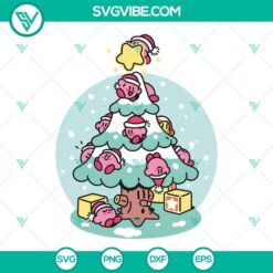Kirby Christmas Tree SVG Download, Kirby Game Merry Christmas SVG Files PNG DXF