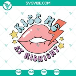 SVG Files, Valentine's Day, Kiss Me At Midnight SVG File, Lips Valentines Day 1