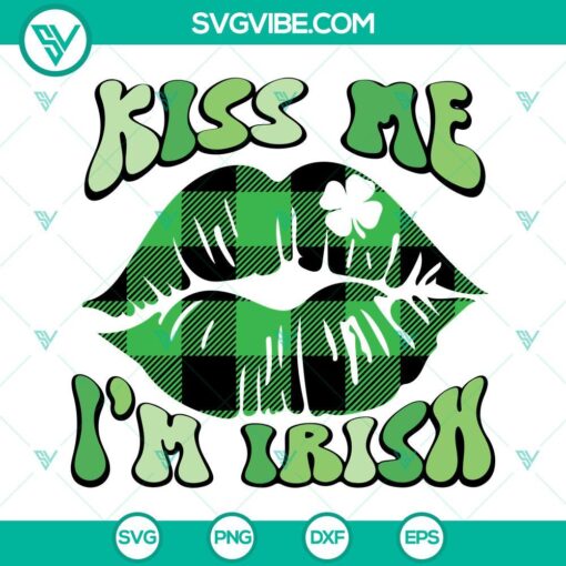 kiss me im irish svg patrick lips svg shamrock svg st patrick s day svg png dxf eps files 1 mockup