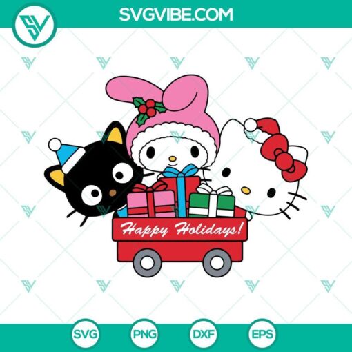 kitty chococat my melody merry christmas svg hello kitty and friends svg png dxf eps files 8 mockup