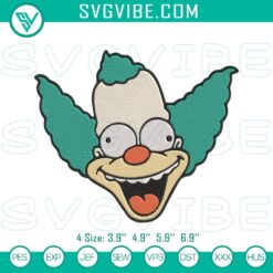 Embroidery Designs, Krusty The Clown Head Embroidery Designs, Simpsons Clown 2