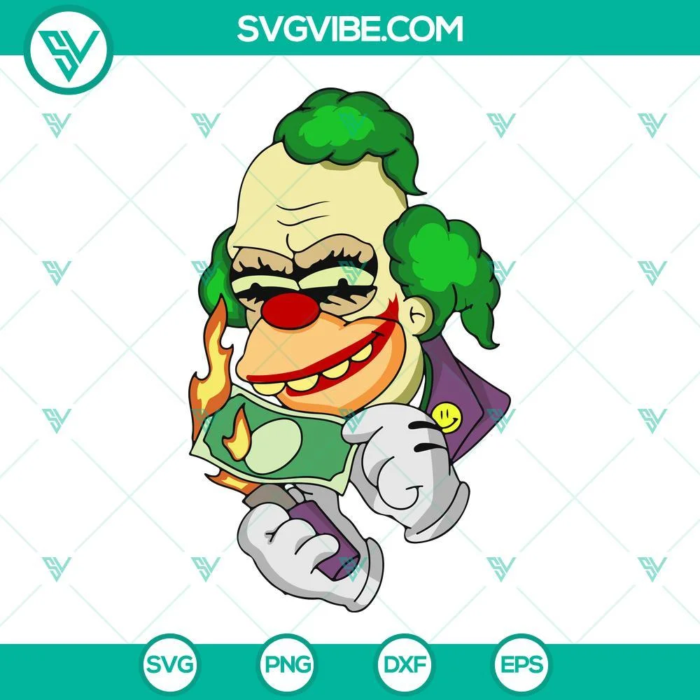 Movies, SVG Files, Krusty The Clown Joker SVG Download, Krusty The Simpsons SVG 1