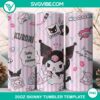 Kuromi themed 20oz tumbler wrap design in PNG file format for digital download. Bold colors and cute cartoon character.