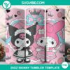 Kuromi and My Melody themed 20oz tumbler wrap design in PNG file format, kawaii style for digital products.