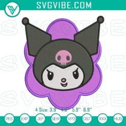 Embroidery Designs, Kuromi Face Flower Embroidery Designs, Cute Sanrio 2