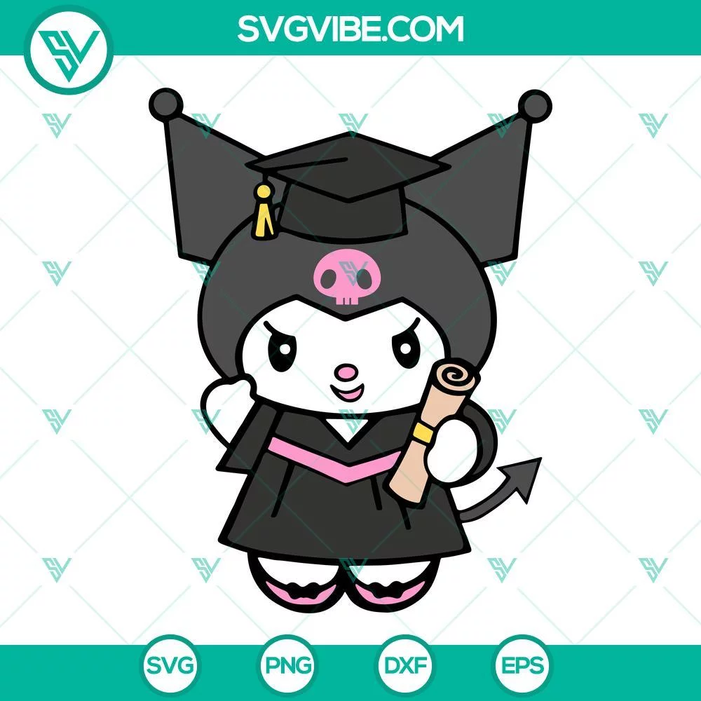 Cartoons, School, SVG Files, Kuromi Graduation SVG File, Kuromi Senior Class 1