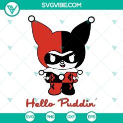 Kuromi Harley Quinn mashup character SVG file, featuring PNG, DXF, and EPS cut files. Ideal for crafting projects.