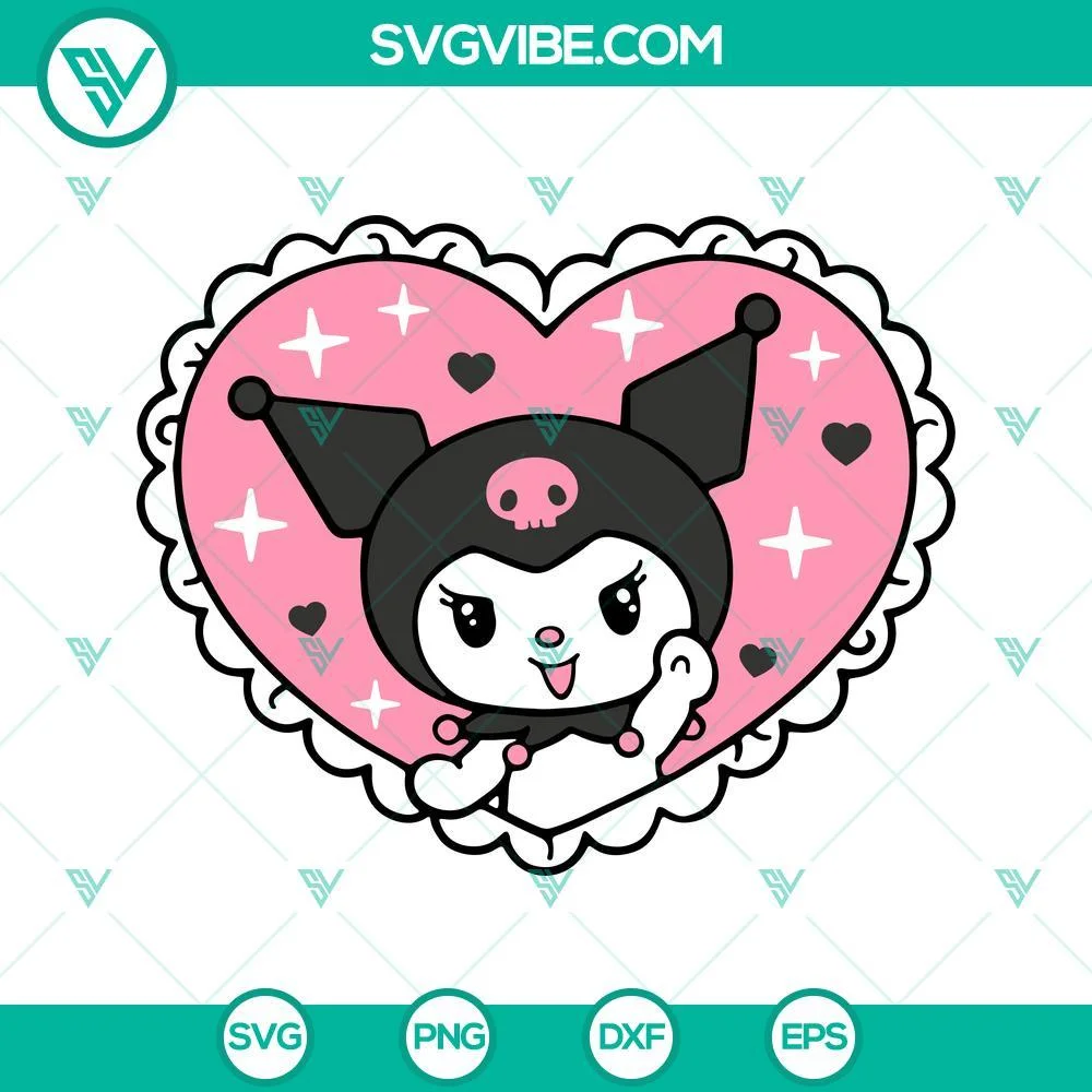 Cartoons, SVG Files, Kuromi Heart SVG Image, Hello Kitty SVG Image, Sanrio 1