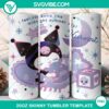 Kuromi Sleeping themed 20oz tumbler wrap PNG file, perfect for custom drinkware, featuring a cute design.