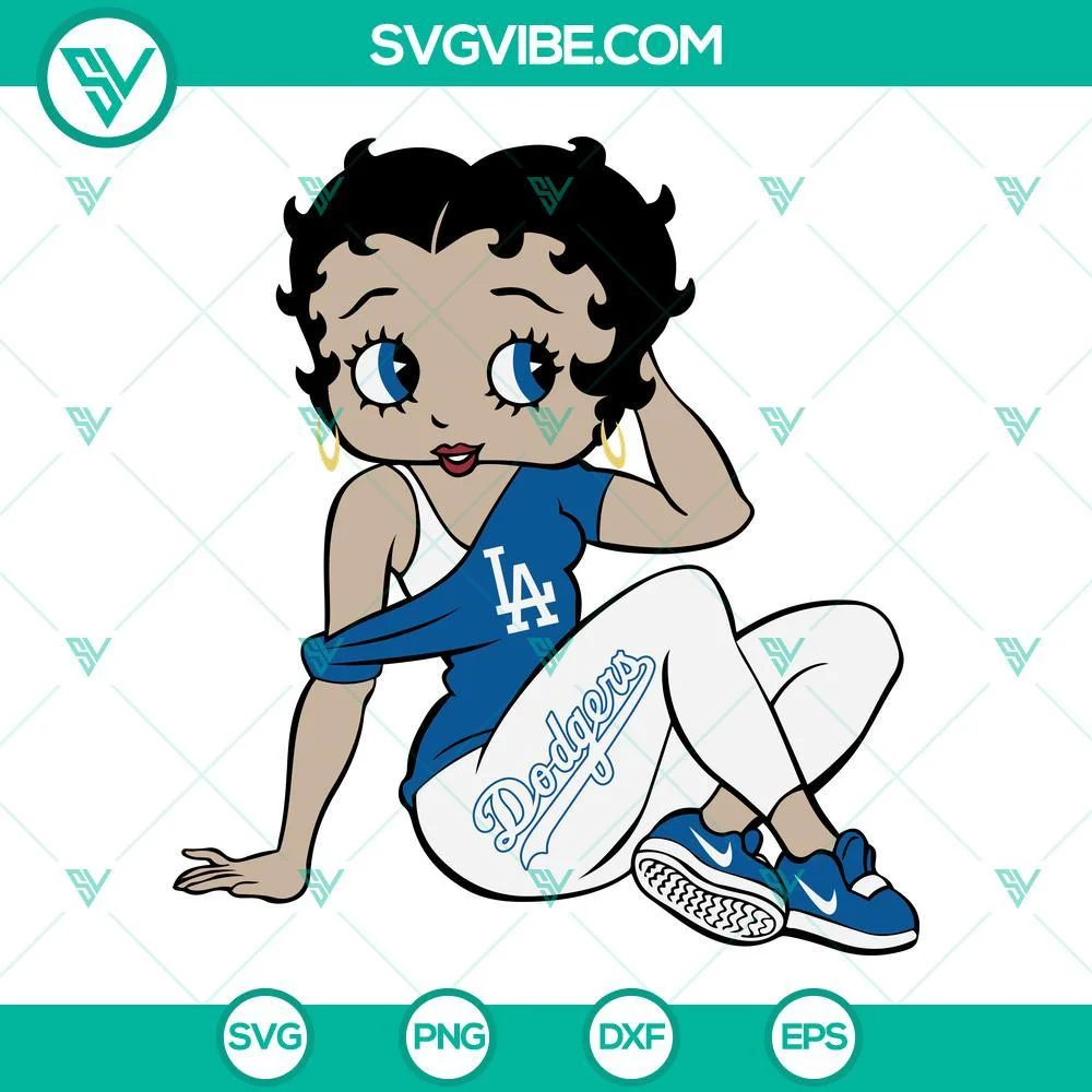 Baseball, Sports, SVG Files, La Dodgers Betty Boop SVG Download, La Dodgers 1