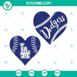LA Dodgers SVG Bundle featuring heart-shaped Dodgers logos for Los Angeles Dodgers fans. Ideal for crafts and apparel.