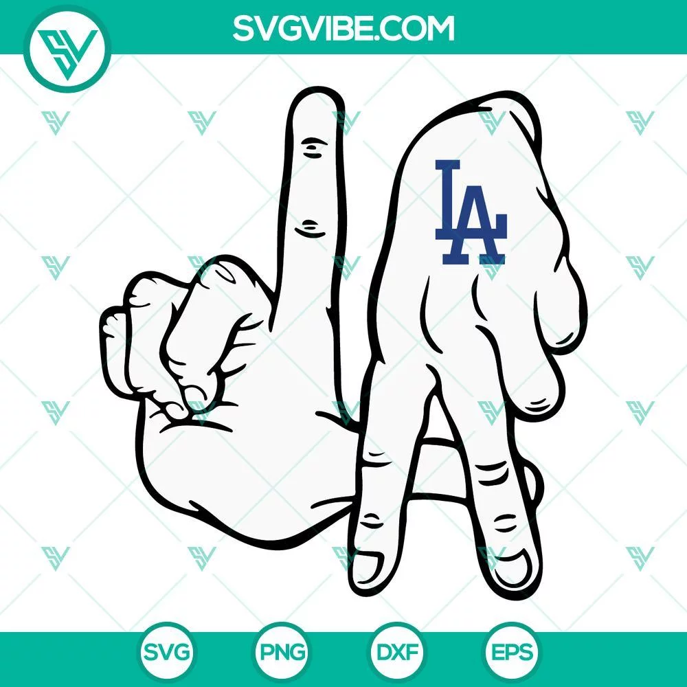 Sports, SVG Files, LA Hand Sign SVG Images, Los Angeles Dodgers Hand SVG File 1