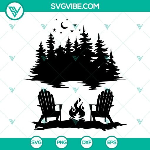 lake scene with adirondack chairs campfire svg lake and forest scene svg png dxf eps cricut 3 mockup