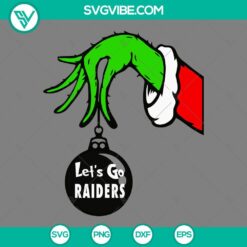 Christmas, Sports, SVG Files, Las Vegas Raiders Grinch Hand With Ornament SVG 23