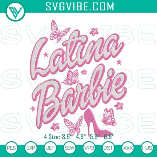 latina barbie machine embroidery design file download mockup