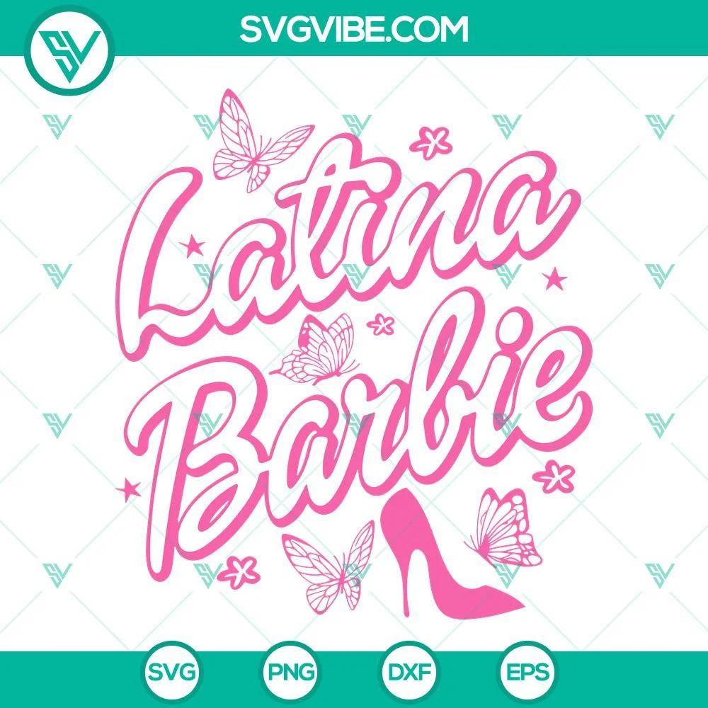 Movies, SVG Files, Latina Barbie SVG Image, Barbie SVG Download, Latina Pink 1