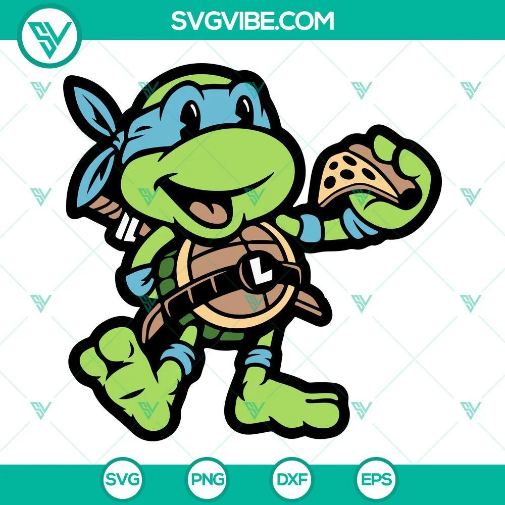 Movies, SVG Files, Leo Ninja Turtle Pizza SVG Files, TMNT Leonardo SVG Images 1