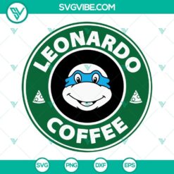 Leonardo Turtle Coffee SVG Image, Leonardo Ninja Turtle Starbucks SVG Download