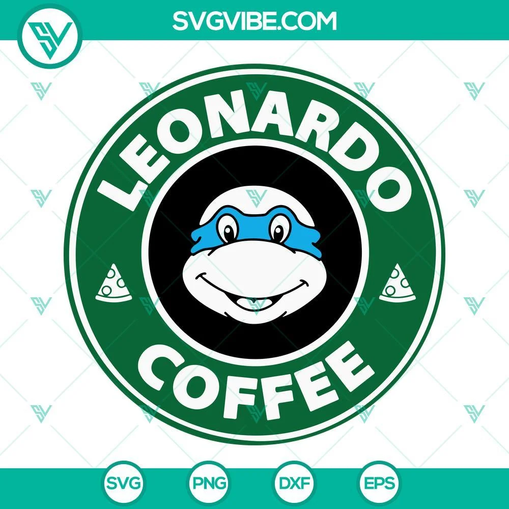 Movies, SVG Files, Leonardo Turtle Coffee SVG Image, Leonardo Ninja Turtle 1