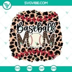 Baseball, Sports, SVG Files, Leopard Baseball Mom SVG Download PNG DXF EPS, 2