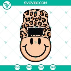 Leopard Beanie Smiley Face SVG Download PNG DXF EPS Cut Files