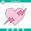 Leopard print heart with lightning bolt SVG download, ideal for Valentines Day crafts. PNG, DXF, and EPS formats available.