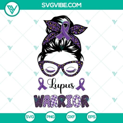 leopard messy bun lupus warrior svg lupus awareness svg lupus awareness month svg purple ribbon awareness svg 5 mockup