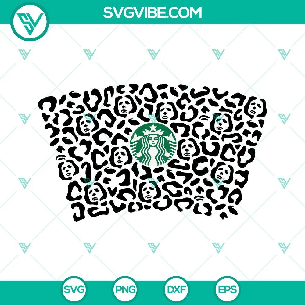 Halloween, Starbucks Cup Wrap, SVG Files, Leopard Michael Myers Starbucks Cup 1