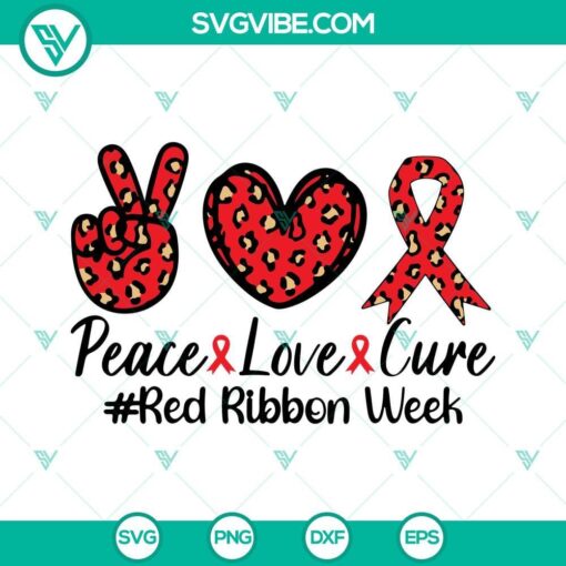 leopard peace love cure red ribbon week svg png dxf eps cut files 6 mockup