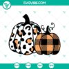 Leopard pumpkin and buffalo plaid pumpkin SVG download for fall decorating.