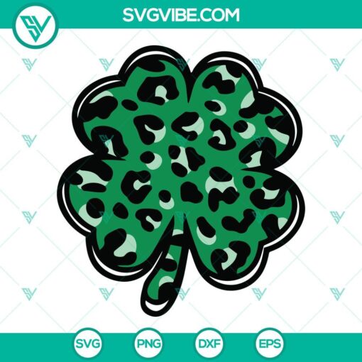 leopard shamrock svg cheetah print svg lucky svg st patricks day clover svg png dxf eps 10 mockup