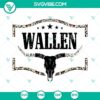 Leopard-patterned bull skull SVG image ideal for Morgan Wallen-themed projects. Country Western design element.