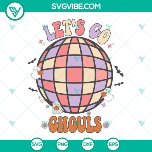 let s go ghouls disco ball svg funny ghost svg cute halloween retro svg png dxf eps for shirt 10 mockup