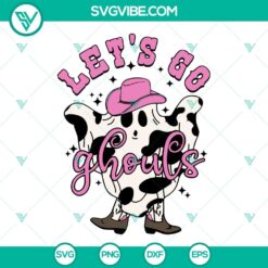 Let&rsquo;s Go Ghouls SVG Images, Pink Cowboy Ghost SVG Images, Retro Western