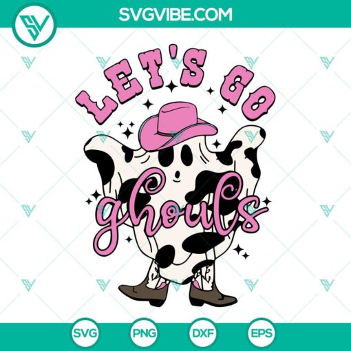 let s go ghouls svg pink cowboy ghost svg retro western halloween svg png dxf eps 10 mockup