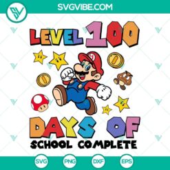 School, SVG Files, Level 100 Days Of School Complete Mario SVG Download, Super 2