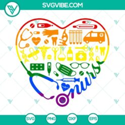 LGBT, SVG Files, LGBTQ Stethoscope Heart SVG File, LGBTQ Nurse SVG File, 1