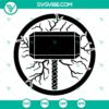 Thor Hammer SVG with lightning bolts, Hammer of Thor design, available for download.