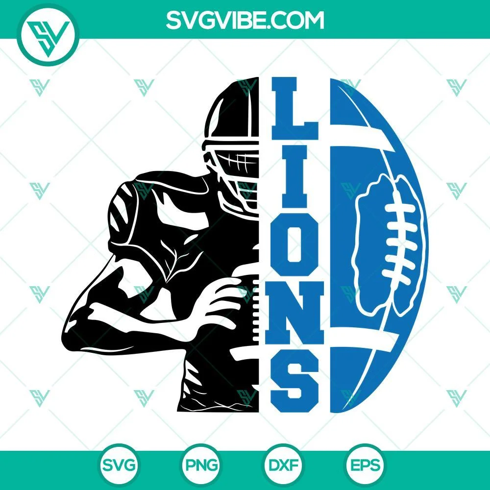 Football, Sports, SVG Files, Lions Football Half Player SVG Image, Lions Team 1