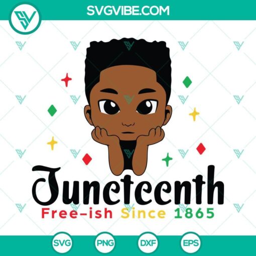 little black boy juneteenth free ish since 1865 svg png dxf eps cut files for cricut silhouette 2 mockup