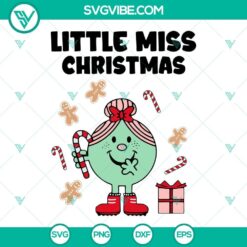 Little Miss Christmas SVG featuring cute kids holiday design with Christmas elements, ideal for crafting projects.