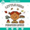 Hello Fall themed SVG design with pumpkin spice elements and text "Little Miss Pumpkin Spice." Perfect for fall season craft projects.