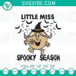 Halloween embroidery designs featuring Little Miss Spooky Season, festive multi-format design for crafting.