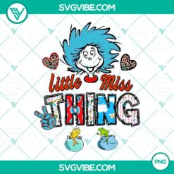 Dr Seuss style Little Miss Thing and Fish Peace Sign PNG for download.