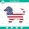 Long haired dachshund dog American flag SVG file design for 4th of July celebration, patriotic dog US flag digital download.