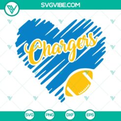 Los Angeles Chargers heart SVG design, perfect for NFL fans, Chargers football SVG download.