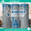 Los Angeles Dodgers Dunkie Junkie Glitter 20oz Tumbler Wrap PNG File with team logo and glitter design for baseball fans.