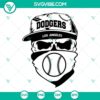 Los Angeles Dodgers skull SVG files with baseball theme design in PNG, DXF, and EPS formats for digital crafting projects.