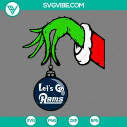 Christmas, Sports, SVG Files, Los Angeles Rams Grinch Hand With Ornament SVG 21